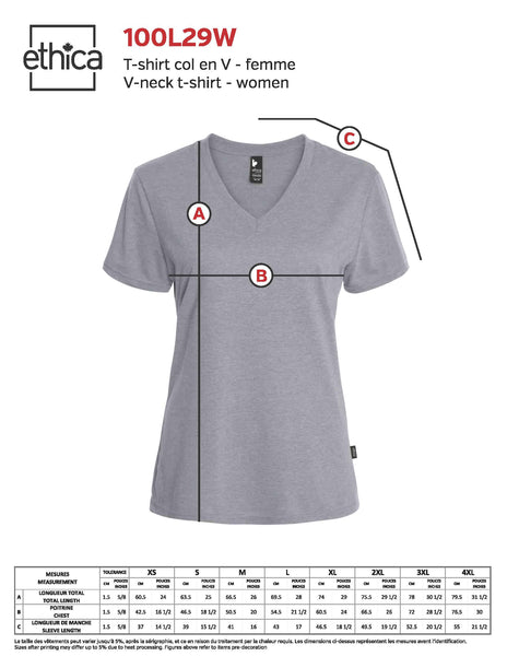 V Neck Womens Short Sleeve T-Shirt - Dark Grey