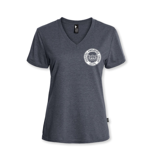 V Neck Womens Short Sleeve T-Shirt - Dark Grey