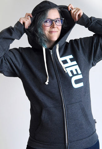 Sweatshirt Hooded with HEU letters - Dark Grey